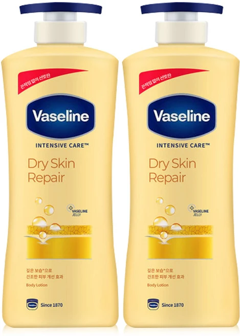 바세린 드라이 스킨 리페어 바디로션, 600ml, 2개 - 쿠팡