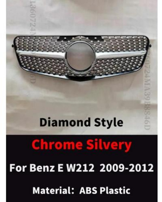 전면 입구 그리드 라디에이터 그릴 바디 키트 메르세데스 벤츠 E 클래스 W212 2009-2015 GT 다이아몬드 스타일링 그릴 튜닝 액세서리, 1개