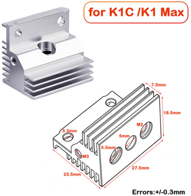 Creality 핫엔드 올메탈 히트싱크 라디에이터 3D 프린터 부품 엔더-3 V3 KEV3 SEK1K1MaxK1C용, 1)1PCS, for K1C and K1 Max