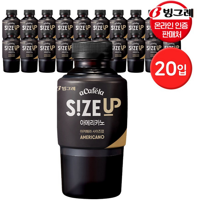 빙그레 아카페라 사이즈업 아메리카노 350ml x 20pet (1박스), 20개