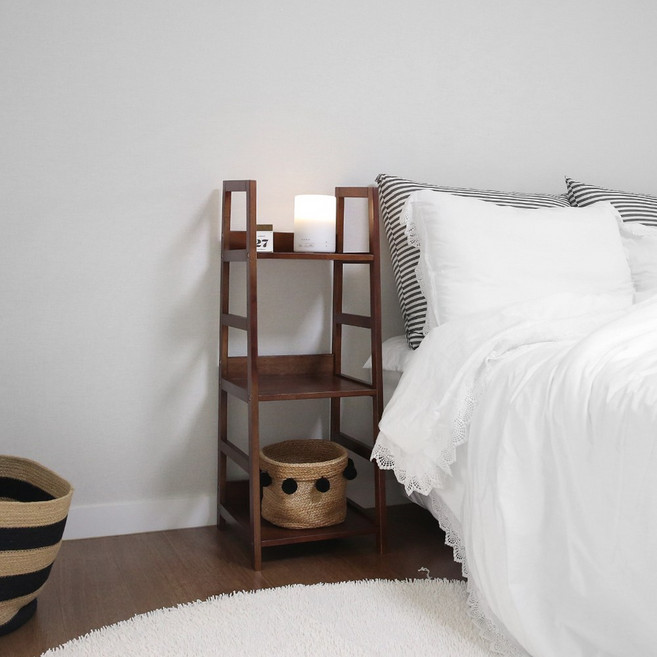 벤트리 원목 3단 사다리 수납선반 (택1), 브라우니 색상