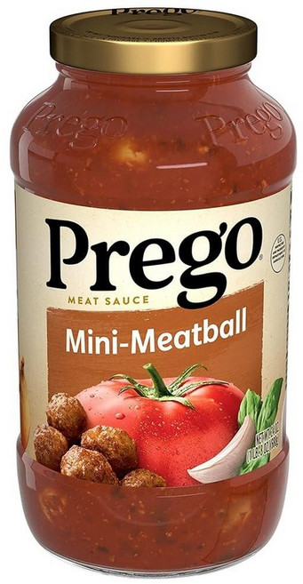 Prego 고기로 맛을 낸 이탈리아 토마토 파스타 소스 680.4g(24온스) 병, 24 Oz (Pack of 1), 미니 미트볼