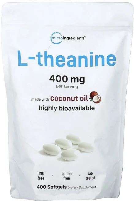 Micro Ingredients l-테아닌 소프트젤 400정(소프트젤 1정당 200mg) Ingredients (마이크로 인그리디언츠), Micro Ingredients, l-테아닌, 소프트젤, 1, 400정 - 쿠팡