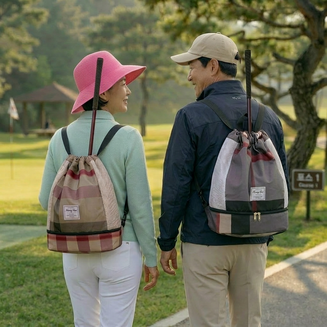 홈앤정Home&j 체크그리드 파크골프전용백팩 KN397 신발보관 체크 다용도백팩 스포츠백팩 방수백팩 3color