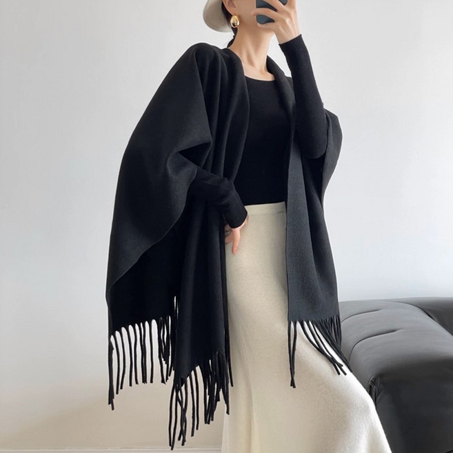 빅무드 데일리 케이프 숄 가디건 여성 빅사이즈 어깨 담요 망토