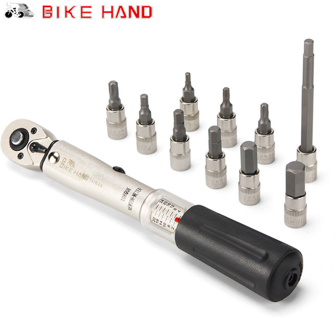 BIKEHAND-자전거 수리 도구 키트 자전거 토크 렌치 알렌 키 도구 소켓 세트 로드 MTB 자전거 도구 1/4 ''토크 픽스 세트 2-24 NM 5.0, BLACK, 1개