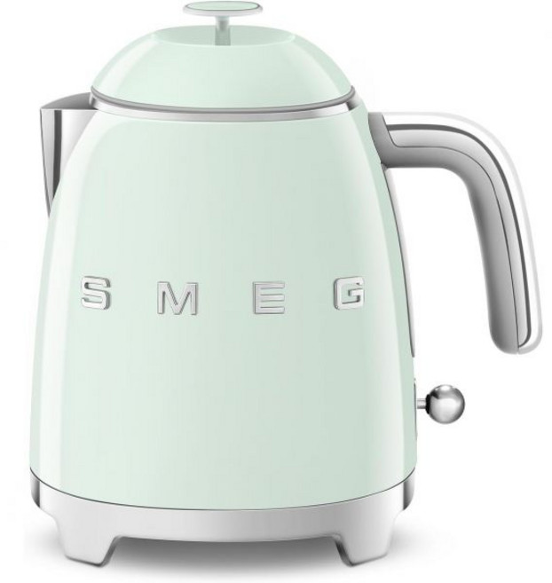 이중 벽 미끄럼 방지 베이스와 수위 표시기크림가 있는 SMEG 미니 50의 레트로 스타일 3컵 전기 주전자, Pastel Green