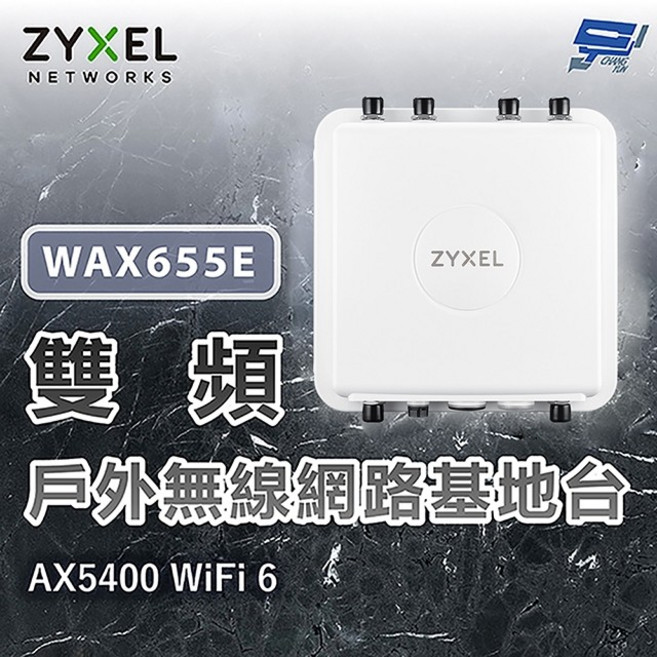 合勤 ZYXEL WAX655E AX5400 WiFi 6 雙頻戶外無線網路基地台 分享器 AP, 1個