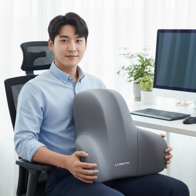 루미토 의자 쿠션 의자 등받이 쿠션 의자 등쿠션 등받이 쿠션, 심플그레이