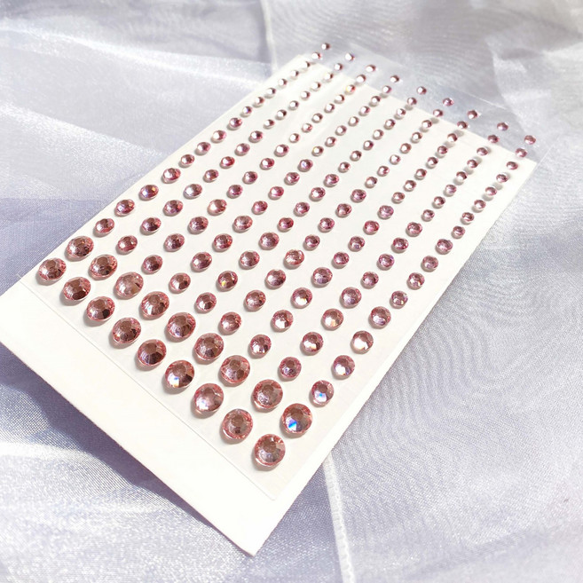 비아즈 페이스 스티커 주얼리 메이크업 큐빅 보석 나비 장미 꽃 진주 물방울 눈물 콘헤드 줄 무용 콩쿨 대회 무대용, 1개, A23. 핑크스톤