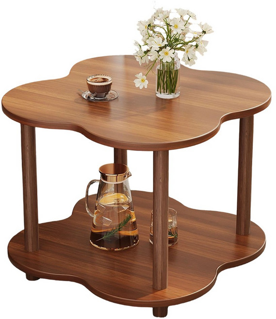 노르딕 미니멀 원형 사이드 테이블 공간절약 침대협탁 수납선반 라이트럭셔리, 갈색50*50*53cm