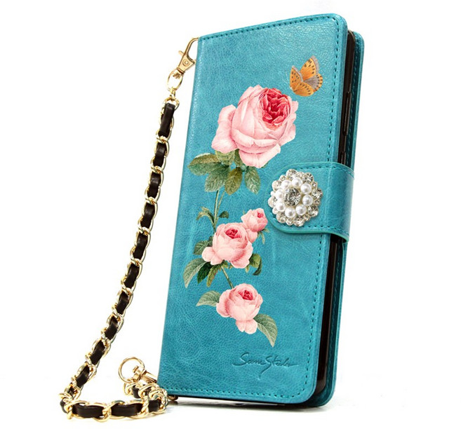 트리플핑크 다이아 장신구 손목줄 체인 스트랩지갑형 핸드폰케이스 휴대폰케이스