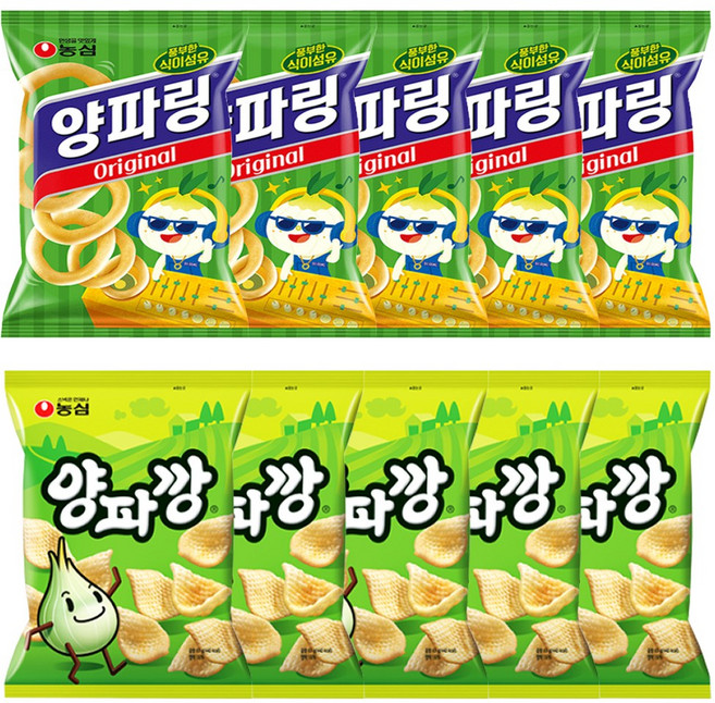 농심 스낵 양파링 80g + 양파깡 83g 5개씩, 10개, 163g