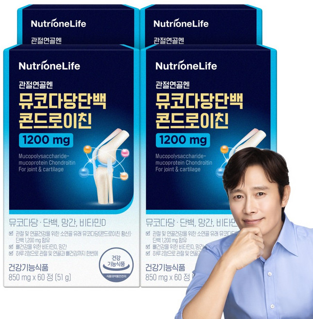 [무료배송/오늘출발] 뉴트리원 관절연골엔 뮤코다당단백 콘드로이친 1200 건강기능식품, 4개, 60정