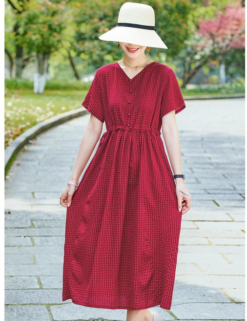 여성용 스퀘어넥 링클프리 스트링 원피스 편안한 착용감 세련된 디자인 드레스