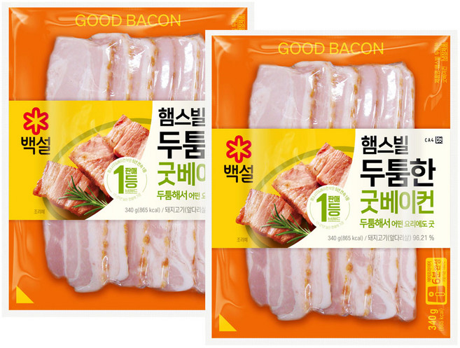 CJ 햄스빌 두툼한 굿베이컨, 340g, 2개