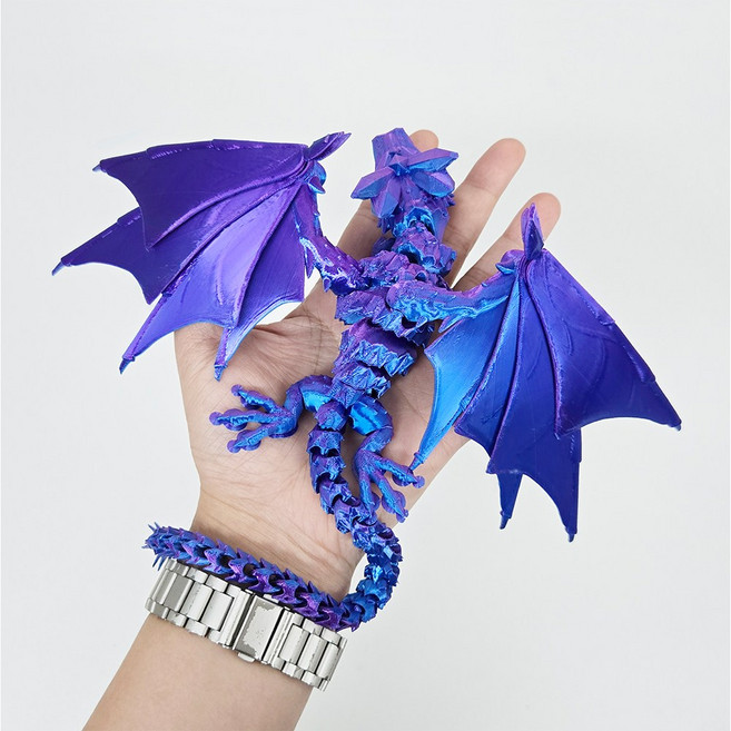 아이카 3D 드래곤 관절 피규어 날개 크리스털 용 인테리어 완구 관절 프린팅, 블루&퍼플, 1개