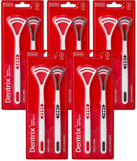 동국제약 덴트릭스 혀클리너 플러스 2p 백태제거 입냄새제거 구취제거 혀세정제 혀크리닉 혀바닥크리너, 5개