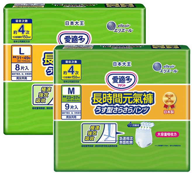 日本大王 Attento 愛適多 長時間元氣褲 M/L, 1套, L8片.