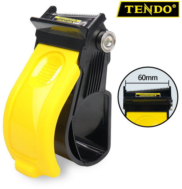 TENDO 텐도 광폭 자석 박스 테이프 커터기 SJ-60M 광폭 60mm 전용 커팅기 블랙옐로우 초강력 자석 부착, 10개