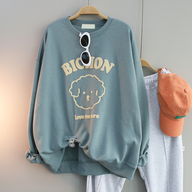 달콩 귀욤발포나염맨투맨 빅사이즈 데일리룩