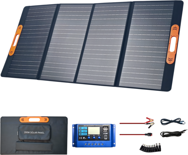 에코H 휴대용 접이식 태양광 패널 충전기 18V 솔라 판넬 야외 이동식 캠핑 태양열 발전기, 200W, 1개