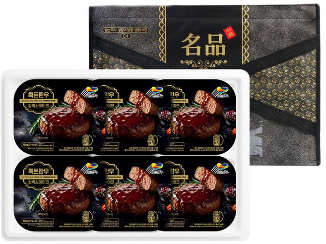 삼다 제주 흑돈 한우 함박스테이크 선물세트, 12개, 180g