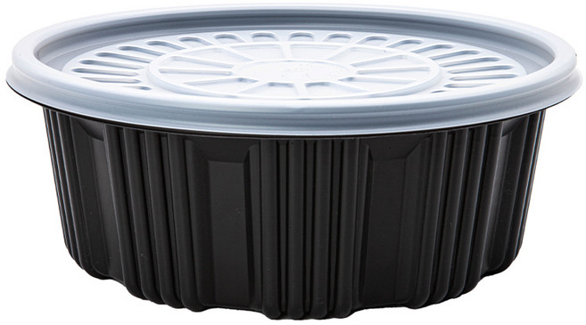 [일용상회]신형 탕용기 JH 225파이 소 2000ml 200세트 PP 검정, 200개, 1세트