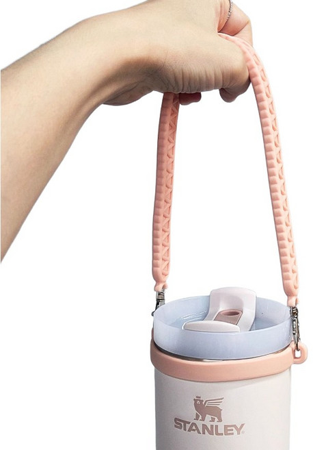 스탠리 텀블러 스트랩 실리콘 홀더 스타벅스 스텐리 호환 손잡이 끈 핸들 백 텀꾸 꾸미기, 핑크, 1개