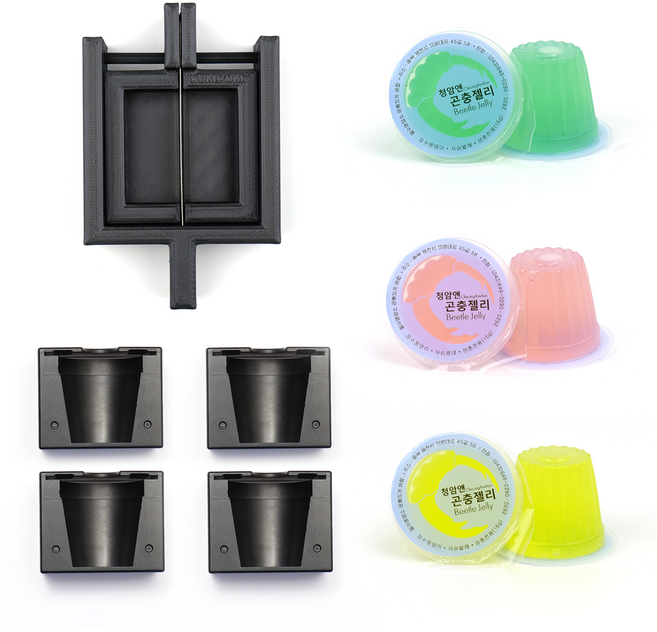 KIB 하프 젤리 먹이 급여 키트 C (하프 커터 1개 + 하프 홀더 4개 + 청암앤 곤충젤리 믹스 30p)