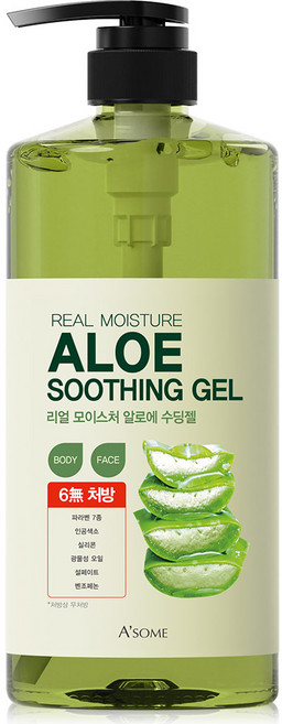 ASOME 리얼 모이스처 알로에 수딩젤 99%, 1L, 1개