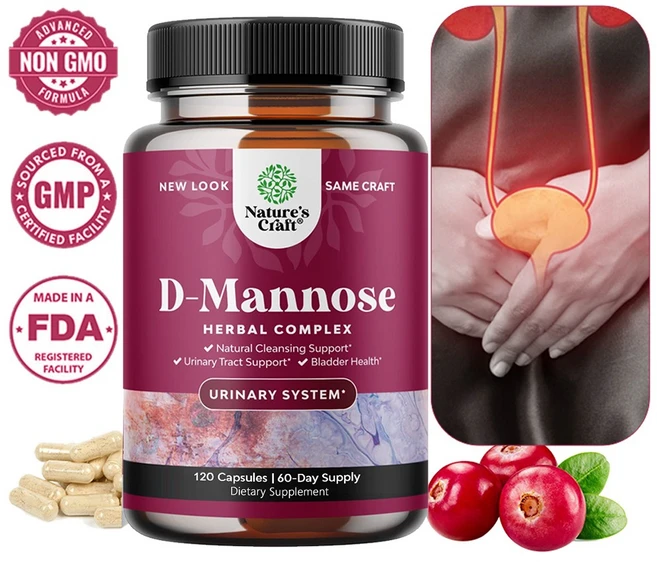네이처스 크래프트 D-만노스 1000mg 캡슐은 요로 및 방광 건강 관리를 위한 올인원 포뮬러입니다., 2개, 60정 - 쿠팡