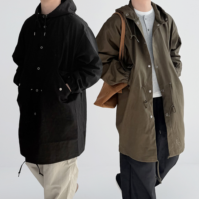 왓위웨어 남녀공용 롱 야상 m65 개파카 필드자켓 오버핏 피쉬테일 봄 가을 코트