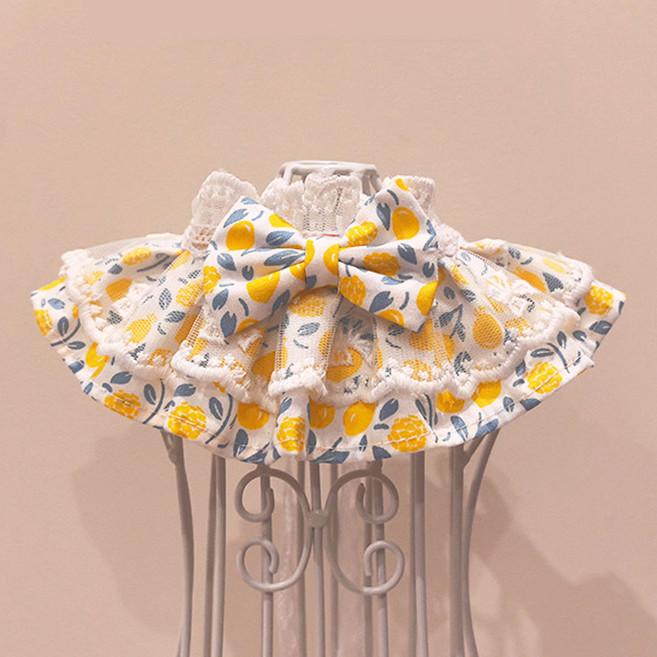 하니펫 반려동물 귀요미스카프 플로럴 레이스, 1개, 옐로우