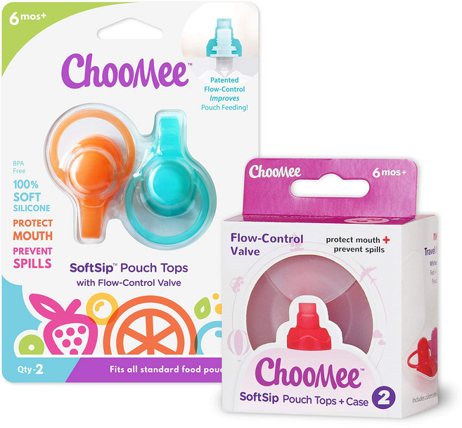ChooMee 소프트십 푸드 파우치 토퍼 4개 세트 (화이트) 흘림 방지 유아용 실리콘 스, 화이트, 기본 구성