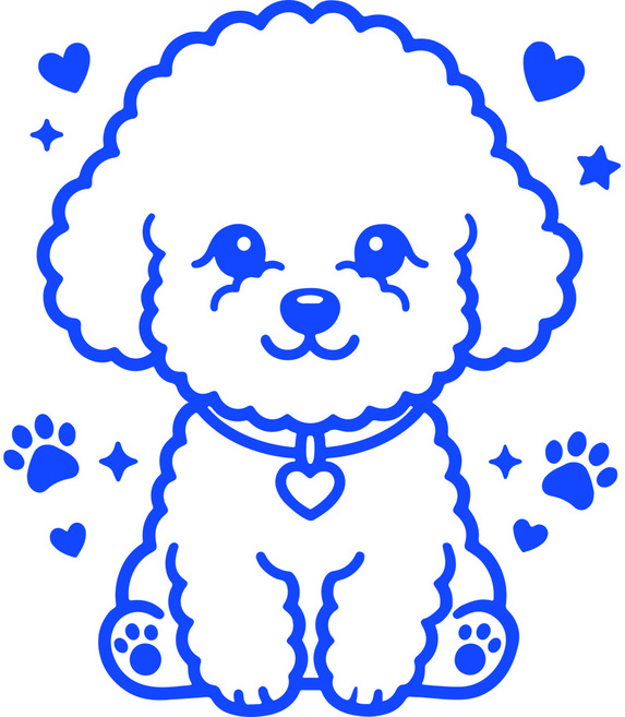 (아름드리) 비숑 프리제 애견 강아지 멍뭉이 댕댕이 그래픽스티커, 블루