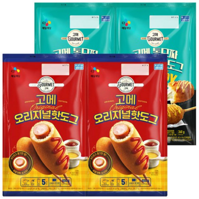 고메 냉동 오리지널 핫도그 400g 1개+통모짜 치즈핫도그 340g 1개, 2세트