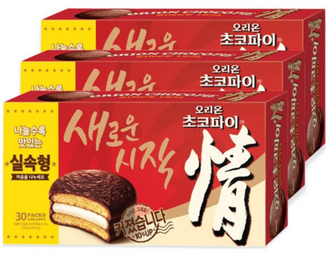 오리온 초코파이 대용량 1170g 30개입 3팩, 3개, 1.17kg