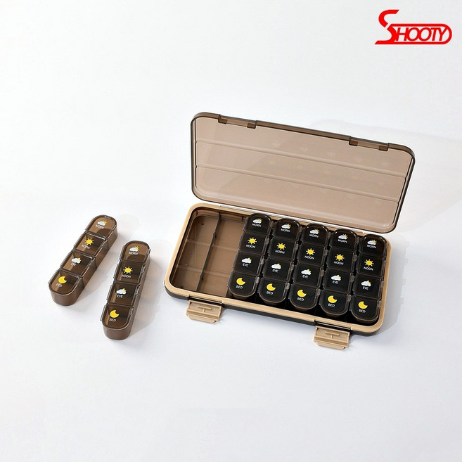 요일별 약통 미니 약 케이스 영양제 보관통 일주일 휴대용 여행용, 위클리-블루, 1개