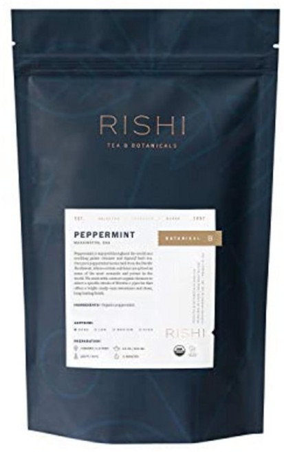 RISHI TEA Peppermint Lease Loof Herbal Tea 러쉬 티 페퍼민트 루즈 리프 허브 티 250g, 1개