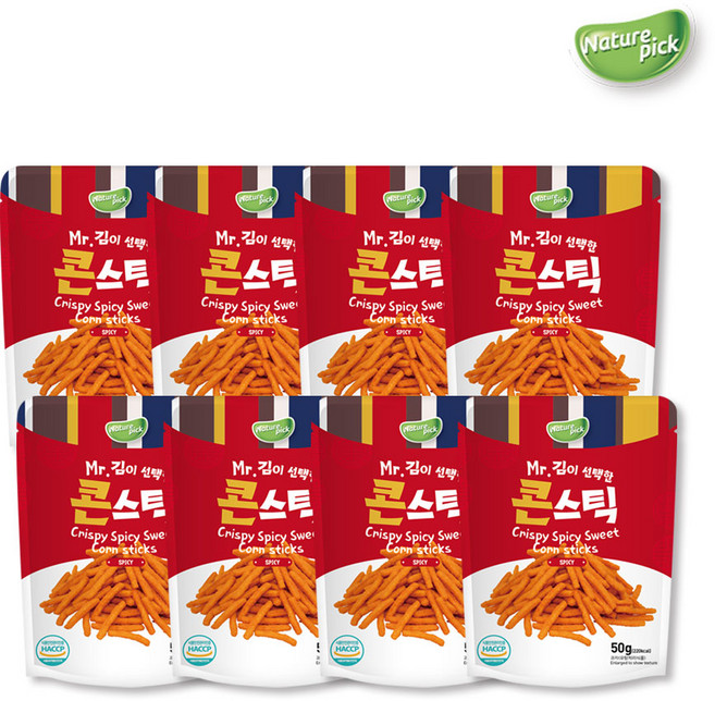 [네이처픽]미스터김이 선택한 스낵스틱 매콤 콘스틱 50g, 8개