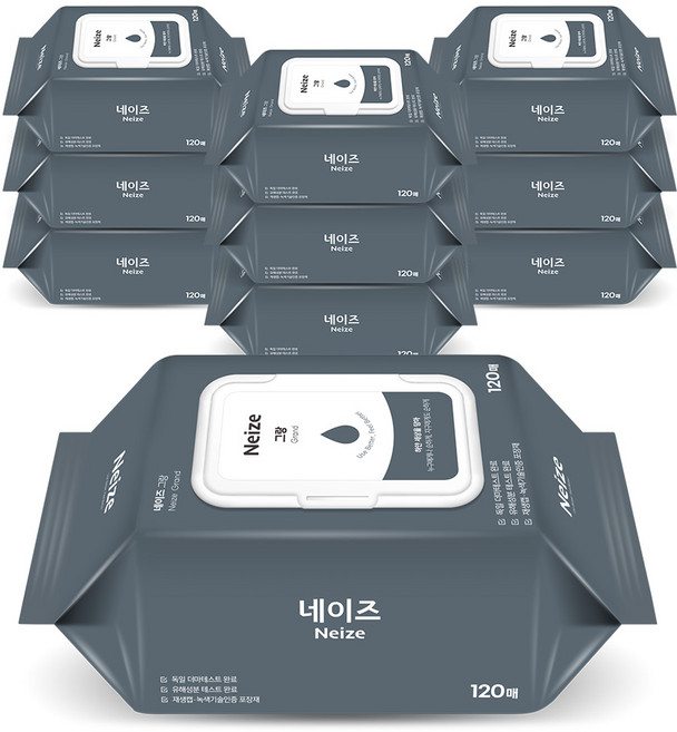 네이즈 그랑 물티슈 캡형, 120매, 10개