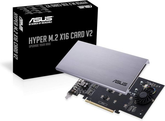 ASUS Hyper M.2 X16 PCIe 3.0 X4 확장 카드 V2는 Intel VROC AMD Ryzen Threadripper NVMe Raid를 위해 최대 128Gbp