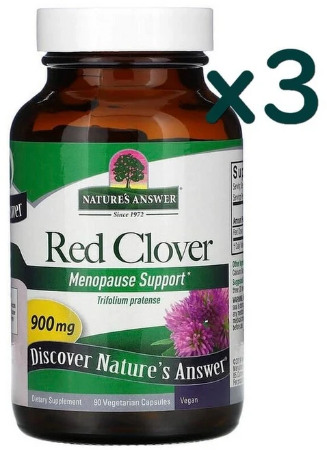Natures Answer 레드클로버 추출물 450mg 90캡슐 x3개, 90정 - 쿠팡
