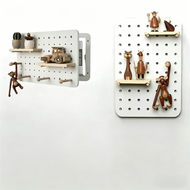 電箱洞洞板 升級弧角防磕碰 可免釘安裝 墻上收納, 翻蓋白【升級圓角】+配件C, 1個