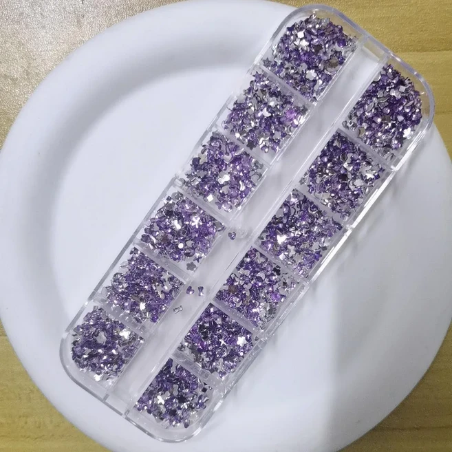 다채로운 반짝이는 미니 라인스톤 3D 믹스 하트 별 꽃 크리스탈 플랫 백 네일 보석 멀티 모양 다이아몬, 14 No.14