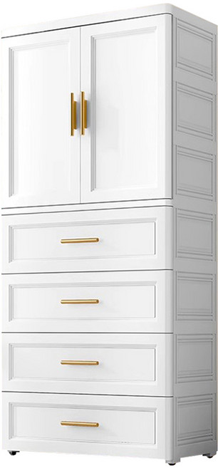 AOTTO 兒童衣櫃 輕奢款歐式雙開門五層衣櫃(收納櫃), 白色, 5個