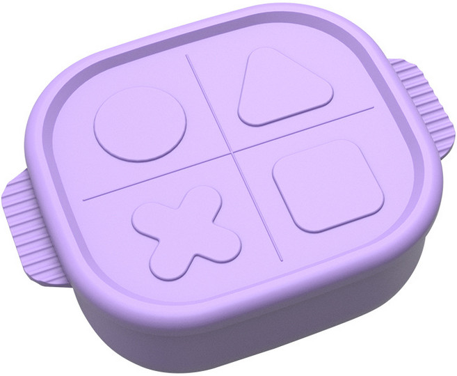 硅膠飯盒 微波爐加熱上班族午餐便當盒廚房收納盒方形保鮮盒套裝, 1個, 紫色中號:1