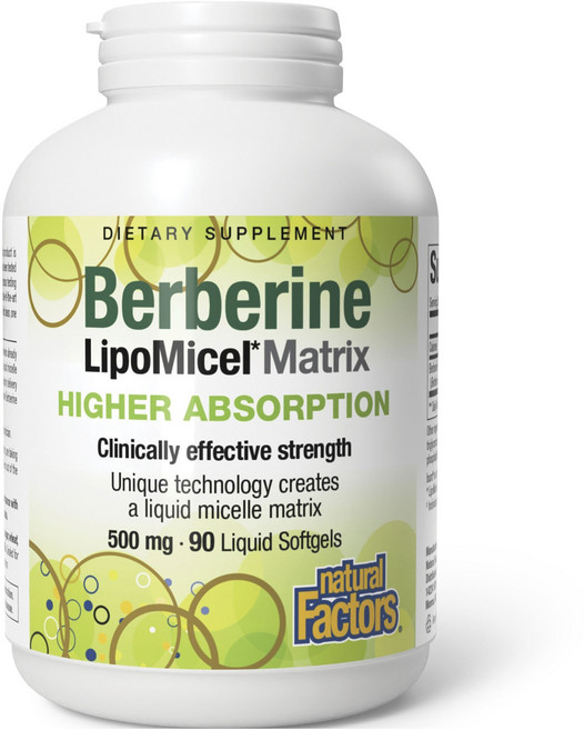 natural Factors 小檗鹼 Lipomicel 基質 500mg 液體軟膠囊, 90錠