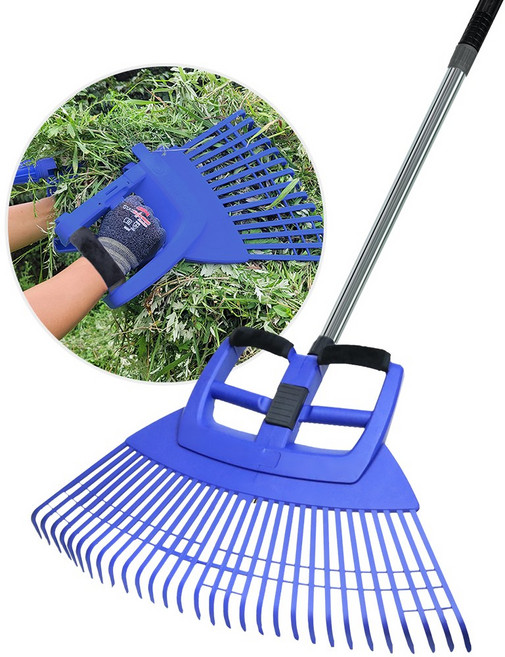 갈퀴 (농기구 갈퀴 갈고리 벌초 낙엽청소 잔디 텃밭 호미 쇠스랑 레기 낙엽긁개 잡초제거), 1세트, 초대형콤비갈퀴+스텐자루120cm